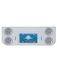 (BULK) CHROME REAR CENTER LIGHT PANEL W/ FOUR 12 RED LED 4" LIGHT W/ BEZEL - CLEAR LENS