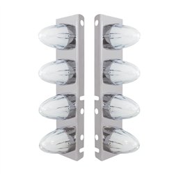UP34455-SS Front Air Cleaner Bracket With 8X 9 Amber LED Dual Function Watermelon GloLight For Peterbilt-Clear Lens