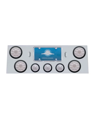 (BULK) S.S. REAR CNTR LT PNL W/ FOUR 10 LED 4" & THREE 13 LED 2 1/2" BHIVE LT W/ GROMMET - RED LED/CLEAR LENS (BULK) S.S. REAR CNTR LT PNL W/ FOUR 10 LED 4" & THREE 13 LED 2 1/2" BHIVE LT W/ GROMMET - RED LED/CLEAR LENS
