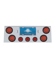 (BULK) S.S. REAR CNTR LT PNL W/ FOUR 12 LED 4" & THREE 13 LED 2 1/2" FLAT LT W/ GROMMET - RED LED/RED LENS