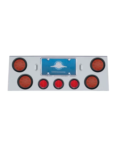 (BULK) S.S. REAR CNTR LT PNL W/ FOUR 12 LED 4" & THREE 13 LED 2 1/2" BHIVE LT W/ GROMMET - RED LED/RED LENS (BULK) S.S. REAR CNTR LT PNL W/ FOUR 12 LED 4" & THREE 13 LED 2 1/2" BHIVE LT W/ GROMMET - RED LED/RED LENS