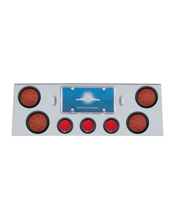 (BULK) S.S. REAR CNTR LT PNL W/ FOUR 12 LED 4" & THREE 13 LED 2 1/2" BHIVE LT W/ GROMMET - RED LED/RED LENS