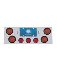 (BULK) S.S. REAR CNTR LT PNL W/ FOUR 12 LED 4" & THREE 13 LED 2 1/2" BHIVE LT W/ GROMMET - RED LED/RED LENS