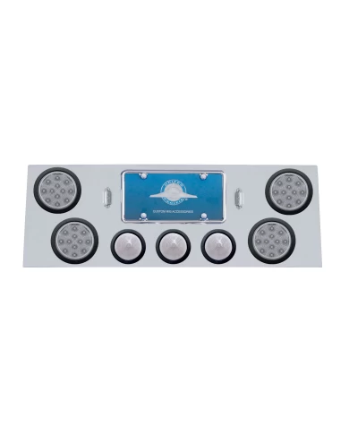 (BULK) S.S. REAR CNTR LT PNL W/ FOUR 12 LED 4" & THREE 13 LED 2 1/2" BHIVE LT W/ GROMMET - RED LED/CLEAR LENS (BULK) S.S. REAR CNTR LT PNL W/ FOUR 12 LED 4" & THREE 13 LED 2 1/2" BHIVE LT W/ GROMMET - RED LED/CLEAR LENS