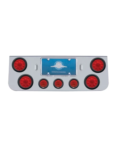 (BULK) CR. REAR CNTR LT PNL W/ FOUR 10 LED 4" & THREE 13 LED 2 1/2" FLAT LT W/ GROMMET - RED LED/RED LENS (BULK) CR. REAR CNTR LT PNL W/ FOUR 10 LED 4" & THREE 13 LED 2 1/2" FLAT LT W/ GROMMET - RED LED/RED LENS