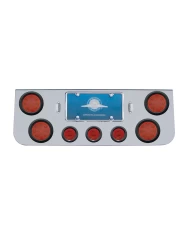 (BULK) CR. REAR CNTR LT PNL W/ FOUR 12 LED 4" & THREE 13 LED 2 1/2" FLAT LT W/ GROMMET - RED LED/RED LENS (BULK) CR. REAR CNTR LT PNL W/ FOUR 12 LED 4" & THREE 13 LED 2 1/2" FLAT LT W/ GROMMET - RED LED/RED LENS