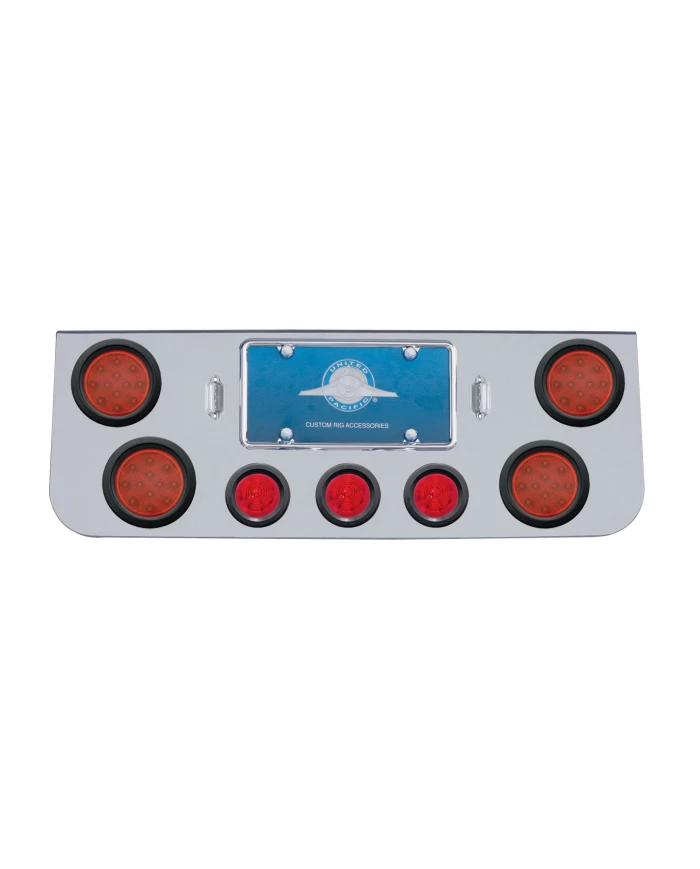 (BULK) CR. REAR CNTR LT PNL W/ FOUR 12 LED 4" & THREE 13 LED 2 1/2" BHIVE LT W/ GROMMET - RED LED/RED LENS