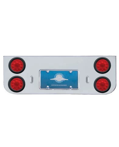 (BULK) CHROME REAR CENTER LIGHT PANEL W/ FOUR 10 RED LED 4" LIGHT W/ GROMMET - RED LENS (BULK) CHROME REAR CENTER LIGHT PANEL W/ FOUR 10 RED LED 4" LIGHT W/ GROMMET - RED LENS