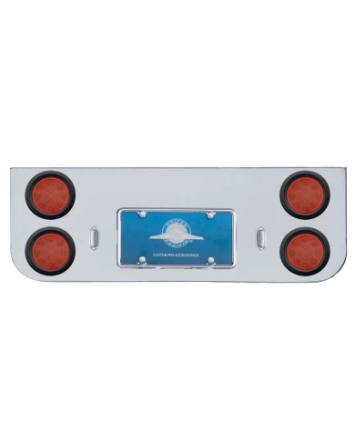 (BULK) CHROME REAR CENTER LIGHT PANEL W/ FOUR 12 RED LED 4" LIGHT W/ GROMMET - RED LENS (BULK) CHROME REAR CENTER LIGHT PANEL W/ FOUR 12 RED LED 4" LIGHT W/ GROMMET - RED LENS