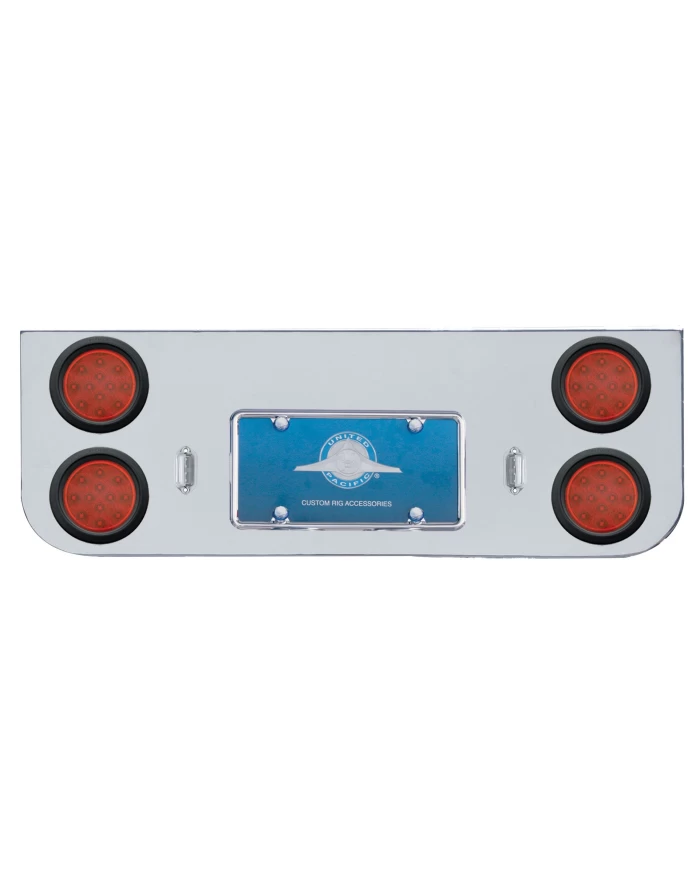 (BULK) CHROME REAR CENTER LIGHT PANEL W/ FOUR 12 RED LED 4" LIGHT W/ GROMMET - RED LENS (BULK) CHROME REAR CENTER LIGHT PANEL W/ FOUR 12 RED LED 4" LIGHT W/ GROMMET - RED LENS