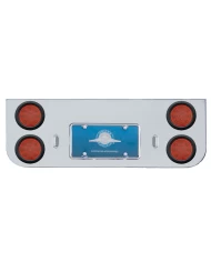(BULK) CHROME REAR CENTER LIGHT PANEL W/ FOUR 12 RED LED 4" LIGHT W/ GROMMET - RED LENS (BULK) CHROME REAR CENTER LIGHT PANEL W/ FOUR 12 RED LED 4" LIGHT W/ GROMMET - RED LENS