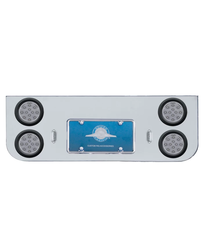 (BULK) CHROME REAR CENTER LIGHT PANEL W/ FOUR 12 RED LED 4" LIGHT W/ GROMMET - CLEAR LENS (BULK) CHROME REAR CENTER LIGHT PANEL W/ FOUR 12 RED LED 4" LIGHT W/ GROMMET - CLEAR LENS