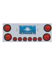 (BOX) S.S. REAR CENTER LIGHT PANEL W/ FOUR 7 LED 4" & SIX 9 LED 2" FLAT LIGHT W/ GROMMET - RED LED/RED LENS (BOX) S.S. REAR CENTER LIGHT PANEL W/ FOUR 7 LED 4" & SIX 9 LED 2" FLAT LIGHT W/ GROMMET - RED LED/RED LENS