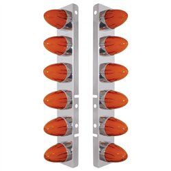 UP34458-SS Front Air Cleaner Brkt With 12X 9 Amber Hi/Lo LED GloLight Watermelon Grakon Lights For Peterbilt -Amber Le