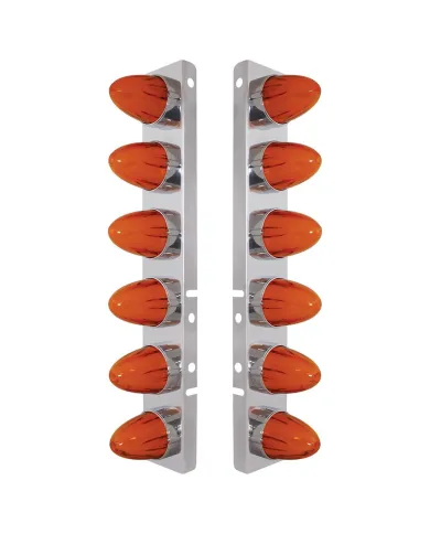 UP34458-SS Front Air Cleaner Brkt With 12X 9 Amber Hi/Lo LED GloLight Watermelon Grakon Lights For Peterbilt -Amber Le