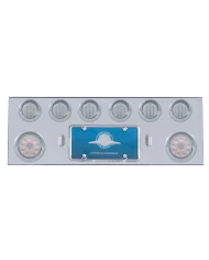 (BULK) S.S. REAR CENTER LIGHT PANEL W/ TWO 10 LED 4" & SIX 13 LED 2 1/2" FLAT LT W/ VISOR - RED LED/CLEAR LENS (BULK) S.S. REAR CENTER LIGHT PANEL W/ TWO 10 LED 4" & SIX 13 LED 2 1/2" FLAT LT W/ VISOR - RED LED/CLEAR LENS