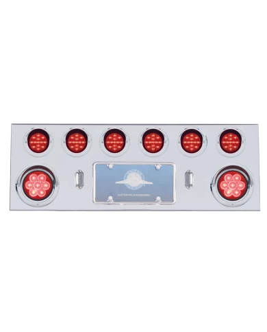 (BULK) S.S. REAR CENTER LIGHT PANEL W/ TWO 7 LED 4" & SIX 13 LED 2 1/2" FLAT LT W/ VISOR - RED LED/RED LENS (BULK) S.S. REAR CENTER LIGHT PANEL W/ TWO 7 LED 4" & SIX 13 LED 2 1/2" FLAT LT W/ VISOR - RED LED/RED LENS