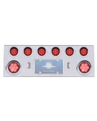 (BULK) S.S. REAR CENTER LIGHT PANEL W/ TWO 7 LED 4" & SIX 13 LED 2 1/2" FLAT LT W/ VISOR - RED LED/RED LENS (BULK) S.S. REAR CENTER LIGHT PANEL W/ TWO 7 LED 4" & SIX 13 LED 2 1/2" FLAT LT W/ VISOR - RED LED/RED LENS