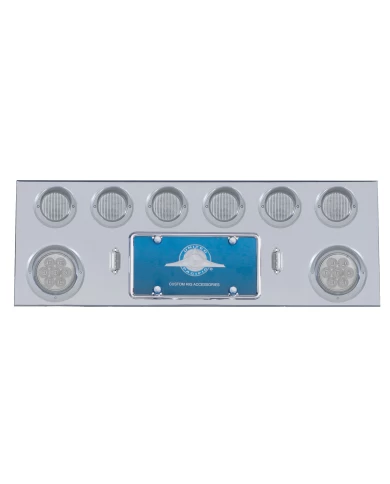 (BULK) S.S. REAR CENTER LIGHT PANEL W/ TWO 7 LED 4" & SIX 13 LED 2 1/2" FLAT LT W/ VISOR - RED LED/CLEAR LENS (BULK) S.S. REAR CENTER LIGHT PANEL W/ TWO 7 LED 4" & SIX 13 LED 2 1/2" FLAT LT W/ VISOR - RED LED/CLEAR LENS