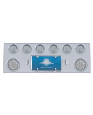 (BULK) S.S. REAR CENTER LIGHT PANEL W/ TWO 7 LED 4" & SIX 13 LED 2 1/2" FLAT LT W/ VISOR - RED LED/CLEAR LENS (BULK) S.S. REAR CENTER LIGHT PANEL W/ TWO 7 LED 4" & SIX 13 LED 2 1/2" FLAT LT W/ VISOR - RED LED/CLEAR LENS