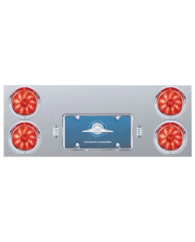 (BOX) S.S. REAR CENTER LIGHT PANEL W/ FOUR 10 LED 4" LIGHT W/ VISOR - RED LED/RED LENS (BOX) S.S. REAR CENTER LIGHT PANEL W/ FOUR 10 LED 4" LIGHT W/ VISOR - RED LED/RED LENS