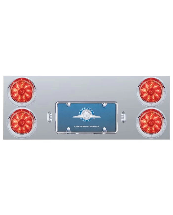 (BOX) S.S. REAR CENTER LIGHT PANEL W/ FOUR 10 LED 4" LIGHT W/ VISOR - RED LED/RED LENS (BOX) S.S. REAR CENTER LIGHT PANEL W/ FOUR 10 LED 4" LIGHT W/ VISOR - RED LED/RED LENS