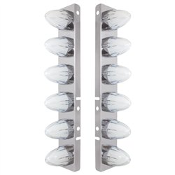 UP34459-SS Front Air Cleaner Brkt With 12X 9 Amber Hi/Lo LED GloLight Watermelon Grakon Lights For Peterbilt-Clear Len
