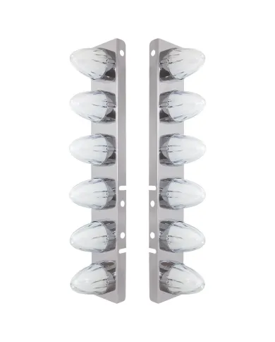 UP34459-SS Front Air Cleaner Brkt With 12X 9 Amber Hi/Lo LED GloLight Watermelon Grakon Lights For Peterbilt-Clear Len