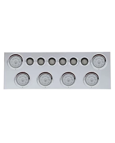 (BULK) 430 S.S. REAR CENTER LIGHT PANEL W/ SIX 10 LED 4" & 9 LED 2" FLAT LIGHT W/ VISOR - RED LED/CLEAR LENS (BULK) 430 S.S. REAR CENTER LIGHT PANEL W/ SIX 10 LED 4" & 9 LED 2" FLAT LIGHT W/ VISOR - RED LED/CLEAR LENS