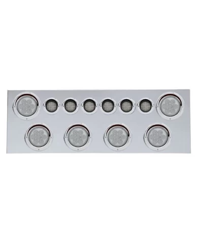 (BULK) 430 S.S. REAR CENTER LIGHT PANEL W/ SIX 7 LED 4" & 9 LED 2" FLAT LIGHT W/ VISOR - RED LED/CLEAR LENS (BULK) 430 S.S. REAR CENTER LIGHT PANEL W/ SIX 7 LED 4" & 9 LED 2" FLAT LIGHT W/ VISOR - RED LED/CLEAR LENS