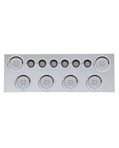 (BULK) 430 S.S. REAR CENTER LIGHT PANEL W/ SIX 21 LED 4" HALO & 9 LED 2" FLAT LIGHT W/ VISOR - RED LED/CLEAR LENS (BULK) 430 S.S. REAR CENTER LIGHT PANEL W/ SIX 21 LED 4" HALO & 9 LED 2" FLAT LIGHT W/ VISOR - RED LED/CLEAR LENS
