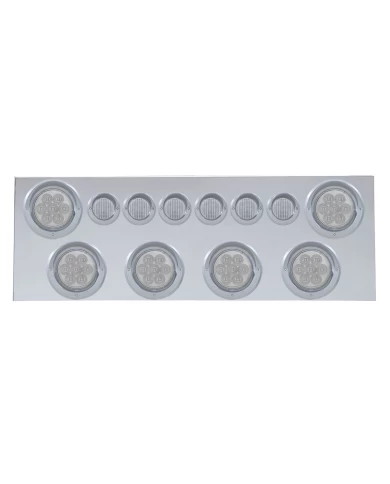 (BULK) S.S. REAR CENTER LIGHT PANEL W/ SIX 7 LED 4" & 9 LED 2" FLAT LIGHT W/ VISOR - RED LED/CLEAR LENS (BULK) S.S. REAR CENTER LIGHT PANEL W/ SIX 7 LED 4" & 9 LED 2" FLAT LIGHT W/ VISOR - RED LED/CLEAR LENS