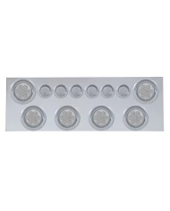 (BULK) S.S. REAR CENTER LIGHT PANEL W/ SIX 7 LED 4" & 9 LED 2" FLAT LIGHT W/ VISOR - RED LED/CLEAR LENS