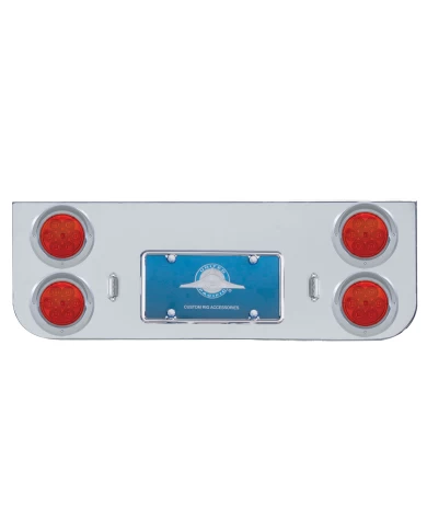 (BULK) CHROME REAR CENTER LIGHT PANEL W/ FOUR 7 RED LED 4" LIGHT W/ VISOR - RED LENS (BULK) CHROME REAR CENTER LIGHT PANEL W/ FOUR 7 RED LED 4" LIGHT W/ VISOR - RED LENS