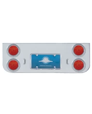 (BULK) CHROME REAR CENTER LIGHT PANEL W/ FOUR 7 RED LED 4" LIGHT W/ VISOR - RED LENS (BULK) CHROME REAR CENTER LIGHT PANEL W/ FOUR 7 RED LED 4" LIGHT W/ VISOR - RED LENS