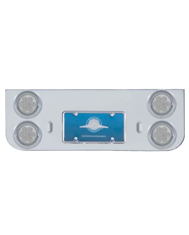 (BULK) CHROME REAR CENTER LIGHT PANEL W/ FOUR 7 RED LED 4" LIGHT W/ VISOR - CLEAR LENS (BULK) CHROME REAR CENTER LIGHT PANEL W/ FOUR 7 RED LED 4" LIGHT W/ VISOR - CLEAR LENS