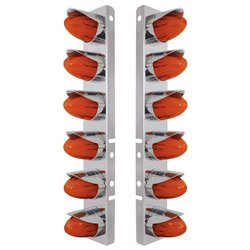 UP34460-SS Front Air Cleaner Brkt With 12X Amber Hi/Lo LED GloLight Watermelon Grakon Light & Visor For Peterbilt-Ambe