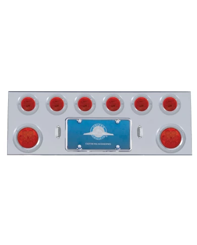 (BULK) S.S. REAR CENTER LIGHT PANEL W/ TWO 7 LED 4" & SIX 13 LED 2 1/2" FLAT LT W/ BEZEL - RED LED/RED LENS (BULK) S.S. REAR CENTER LIGHT PANEL W/ TWO 7 LED 4" & SIX 13 LED 2 1/2" FLAT LT W/ BEZEL - RED LED/RED LENS