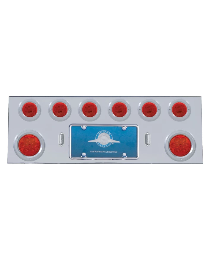 (BULK) S.S. REAR CENTER LIGHT PANEL W/ TWO 7 LED 4" & SIX 13 LED 2 1/2" FLAT LT W/ BEZEL - RED LED/RED LENS (BULK) S.S. REAR CENTER LIGHT PANEL W/ TWO 7 LED 4" & SIX 13 LED 2 1/2" FLAT LT W/ BEZEL - RED LED/RED LENS