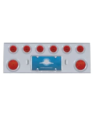 (BULK) S.S. REAR CENTER LIGHT PANEL W/ TWO 7 LED 4" & SIX 13 LED 2 1/2" FLAT LT W/ BEZEL - RED LED/RED LENS (BULK) S.S. REAR CENTER LIGHT PANEL W/ TWO 7 LED 4" & SIX 13 LED 2 1/2" FLAT LT W/ BEZEL - RED LED/RED LENS