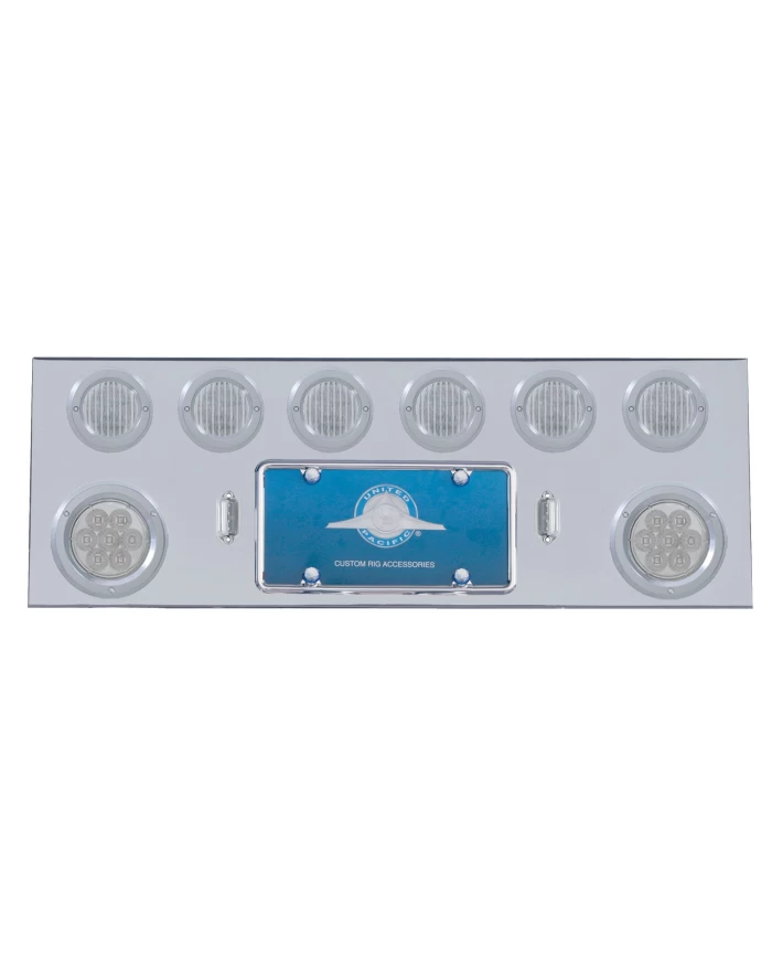(BULK) S.S. REAR CENTER LIGHT PANEL W/ TWO 7 LED 4" & SIX 13 LED 2 1/2" FLAT LT W/ BEZEL - RED LED/CLEAR LENS (BULK) S.S. REAR CENTER LIGHT PANEL W/ TWO 7 LED 4" & SIX 13 LED 2 1/2" FLAT LT W/ BEZEL - RED LED/CLEAR LENS