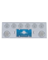 (BULK) S.S. REAR CENTER LIGHT PANEL W/ TWO 7 LED 4" & SIX 13 LED 2 1/2" FLAT LT W/ BEZEL - RED LED/CLEAR LENS (BULK) S.S. REAR CENTER LIGHT PANEL W/ TWO 7 LED 4" & SIX 13 LED 2 1/2" FLAT LT W/ BEZEL - RED LED/CLEAR LENS