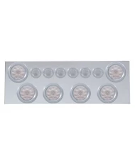(BULK) 430 S.S. REAR CENTER LIGHT PANEL W/ SIX 10 LED 4" & 9 LED 2" FLAT LIGHT W/ BEZEL - RED LED/CLEAR LENS