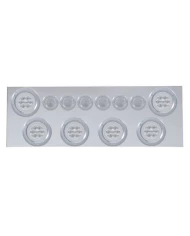 (BULK) 430 S.S. REAR CENTER LIGHT PANEL W/ SIX 21 LED 4" HALO & 9 LED 2" FLAT LIGHT W/ BEZEL - RED LED/CLEAR LENS