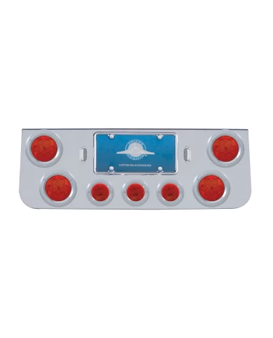 (BULK) CR. REAR CENTER LT PANEL W/ FOUR 7 LED 4" & THREE 13 LED 2 1/2" FLAT LT W/ BEZEL - RED LED/RED LENS (BULK) CR. REAR CENTER LT PANEL W/ FOUR 7 LED 4" & THREE 13 LED 2 1/2" FLAT LT W/ BEZEL - RED LED/RED LENS