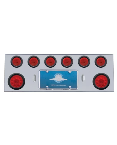 (BULK) S.S. REAR CENTER LIGHT PANEL W/ TWO 10 LED 4" & SIX 13 LED 2 1/2" FLAT LT W/ GROMMET - RED LED/RED LENS (BULK) S.S. REAR CENTER LIGHT PANEL W/ TWO 10 LED 4" & SIX 13 LED 2 1/2" FLAT LT W/ GROMMET - RED LED/RED LENS