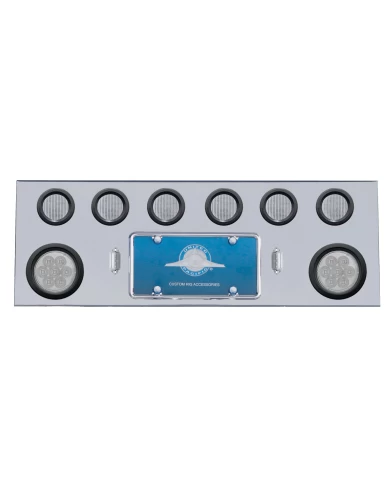 (BULK) S.S. REAR CENTER LIGHT PANEL W/ TWO 7 LED 4" & SIX 13 LED 2 1/2" FLAT LT W/ GROMMET - RED LED/CLEAR LENS (BULK) S.S. REAR CENTER LIGHT PANEL W/ TWO 7 LED 4" & SIX 13 LED 2 1/2" FLAT LT W/ GROMMET - RED LED/CLEAR LENS