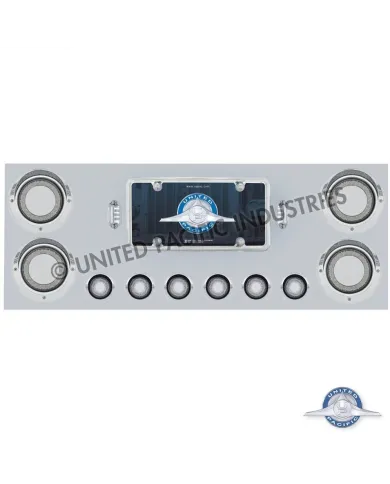 UP34499-SS Rear Center Panel With Four 23 LED 4" Lights & Six 9 LED 2" Mirage Lights & Visors - Red LED/Clear Lens