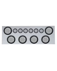 (BULK) 430 S.S. REAR CENTER LIGHT PANEL W/ SIX 7 LED 4" & 9 LED 2" FLAT LIGHT W/ GROMMET - RED LED/CLEAR LENS