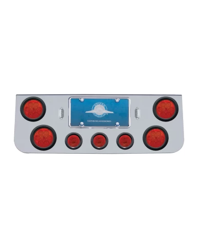 (BULK) CR. REAR CNTR LT PNL W/ FOUR 7 LED 4" & THREE 13 LED 2 1/2" FLAT LT W/ GROMMET - RED LED/RED LENS (BULK) CR. REAR CNTR LT PNL W/ FOUR 7 LED 4" & THREE 13 LED 2 1/2" FLAT LT W/ GROMMET - RED LED/RED LENS